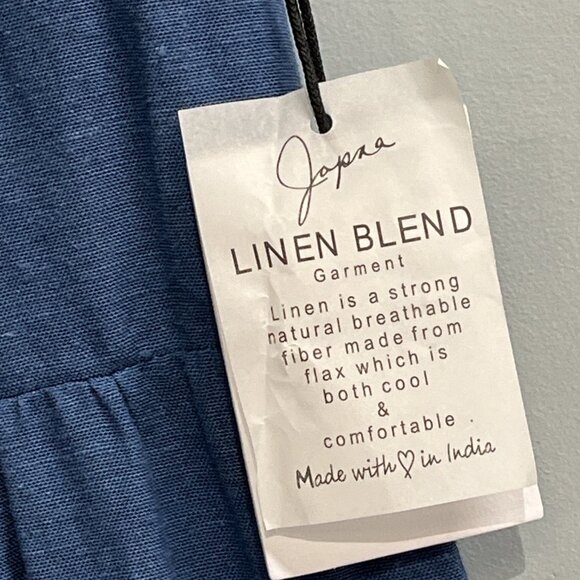 Japna Jumpsuit Womens S Blue‎ Linen Blend Wide Leg Tie Open Back Coastal Beachy - Picture 4 of 11